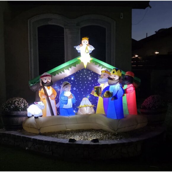 🆕8 FT Christmas Inflatables Nativity 1 Sets Blow Up Yard Outdoor Decorations - Picture 2 of 10